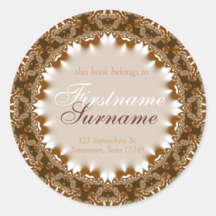 Satin Earth Lace Bookplate Label Sticker
