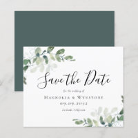SATIN Eucalyptus Watercolor Wedding Save The Date
