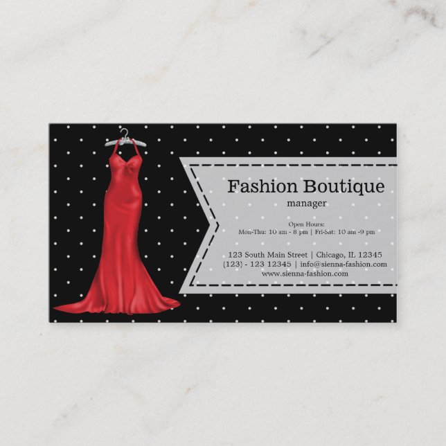 Satin gown business card (Front)