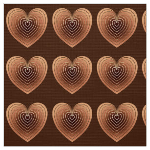 Satin Hearts in Chocolate Brown Fabric