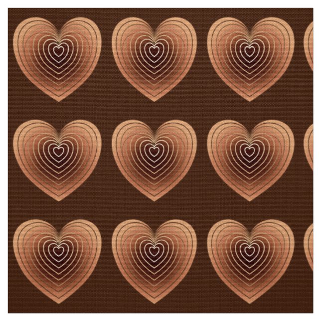 Satin Hearts in Chocolate Brown Fabric (Swatch)