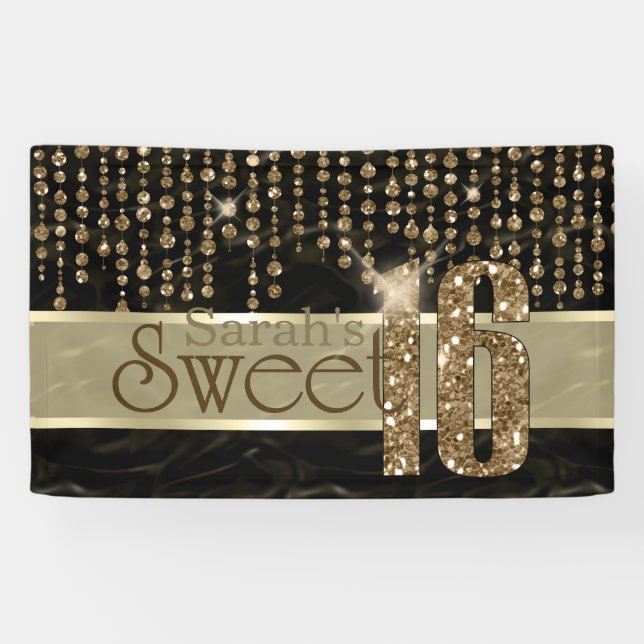 Satin Jewel Sweet Sixteen Black Gold ID260 Banner (Horizontal)