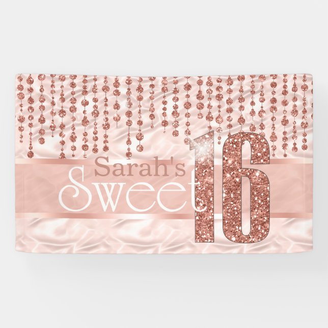 Satin Jewel Sweet Sixteen Rose Gold ID260 Banner (Horizontal)