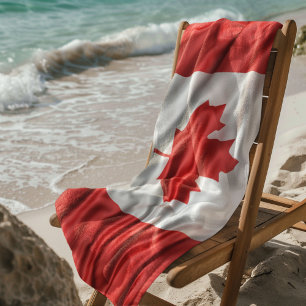 Satin Look Canadian Flag Beach Towel