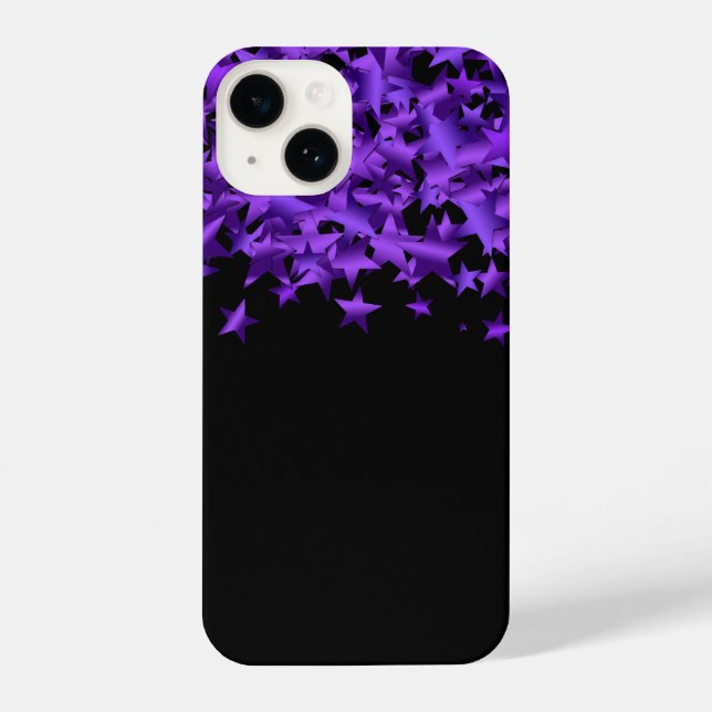Satin Look Purple Stars Top Border Pretty iPhone Case (Back)