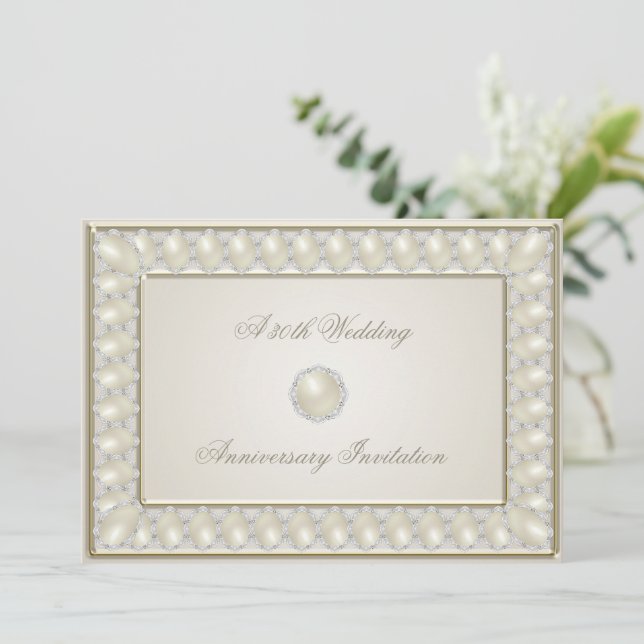 Satin Pearl 30th Wedding Anniversary 5x7 Invite (Standing Front)
