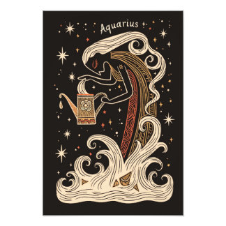 Satin Photo Paper Aquarius Celestial Zodiac Print
