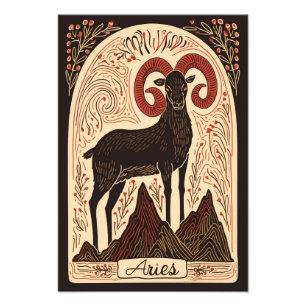 Satin Photo Paper Aries Celestial Zodiac Print