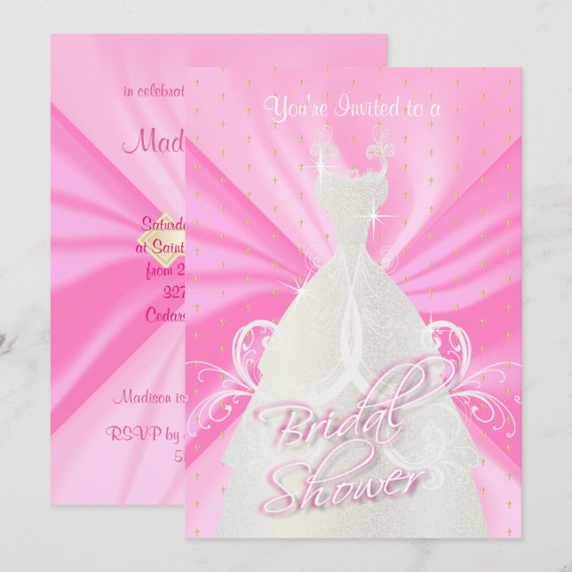Satin Pink Religious Bridal Shower Invitations (Front/Back)