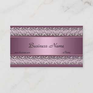 Satin Pink Silver Trim Elegant Business Card