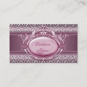 Satin Pink Silver Trim Elegant Business Card 2