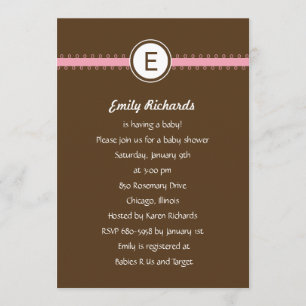 Satin Ribbon Baby Shower Invitation - in Pink
