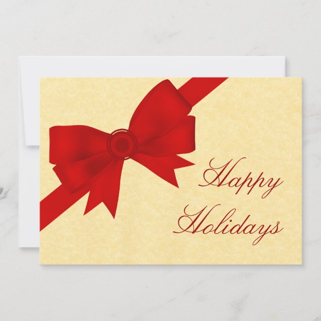 Satin Ribbon & Bow Holiday Party Invite, Red Invitation (Front)