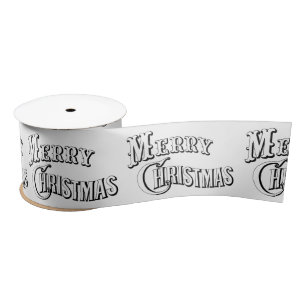 Satin Ribbon/Merry Christmas-Black and White Ribbon