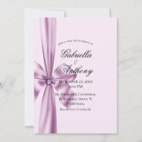 Satin Ribbon Purple Lavender Wedding Invitation