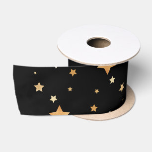 Satin ribbon with golden stars