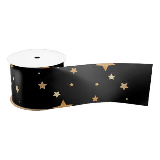 Satin ribbon with golden stars