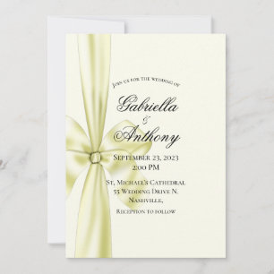 Satin Ribbon Yellow Wedding Invitation