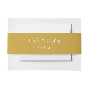 Satin Sheen Gold Fashionable Colour Coordinating Invitation Belly Band