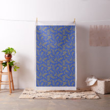 Satin Sheen Gold Leaves on Cerulean Blue