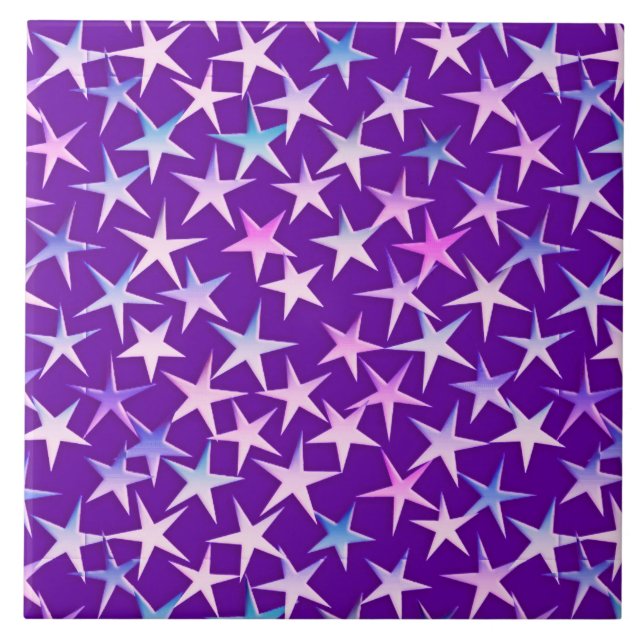Satin stars, lavender on purple tile (Front)