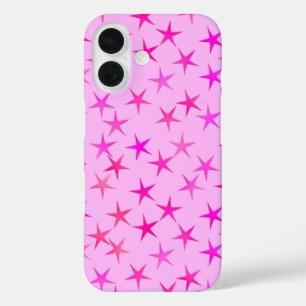 Satin stars, orchid on pale pink iPhone 16 case