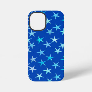 Satin stars, pale blue on cobalt iPhone 12 mini case