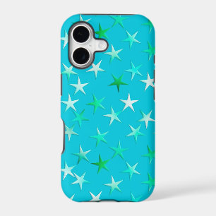 Satin stars, pale green and blue on turquoise