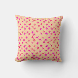 Satin stars, shades of pink on peach cushion