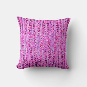 Satin Stripes and Dots Abstract, Amethyst Purple Cushion