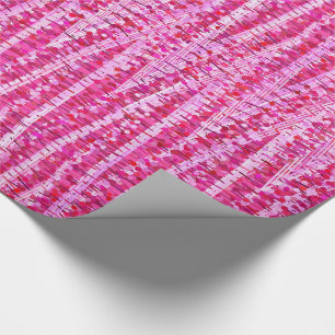 Satin Stripes and Dots Abstract, Fuchsia Pink Wrapping Paper