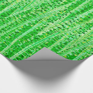 Satin Stripes and Dots Abstract, Lime Green Wrapping Paper