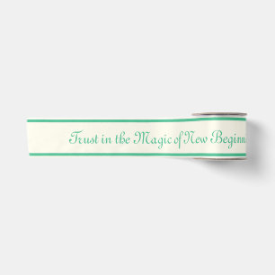 Satin Stripes - Ocean Green + your text Ribbon