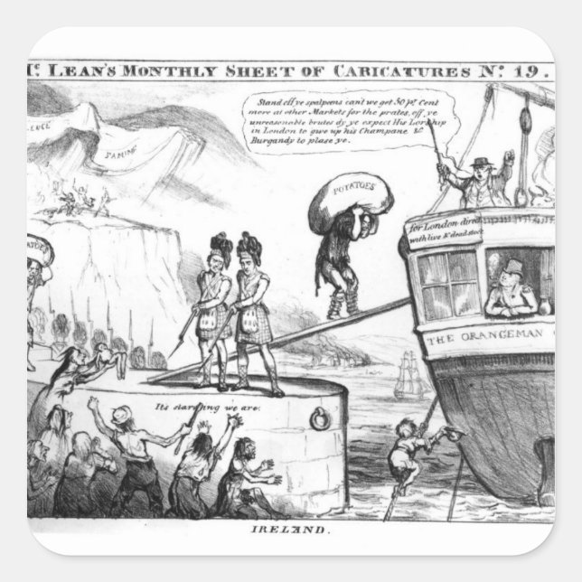 Satirical Cartoon About the State of Ireland Square Sticker (Front)
