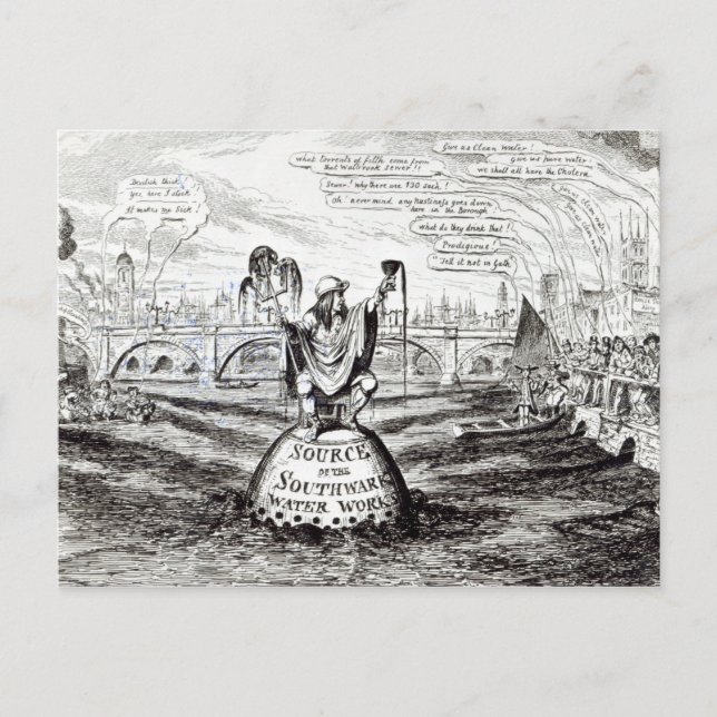 Satirical Cartoon about the Water Company Postcard (Front)