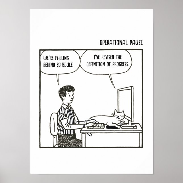 satirical corporate commentary humour from a cat poster (Front)