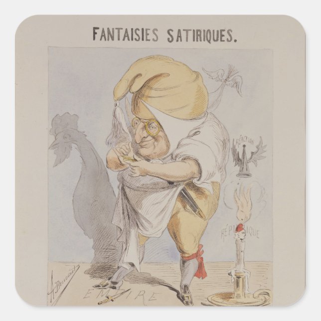Satirical Fantasies, caricature of Adolphe Square Sticker (Front)