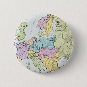 Satirical Map of Europe 1871 6 Cm Round Badge