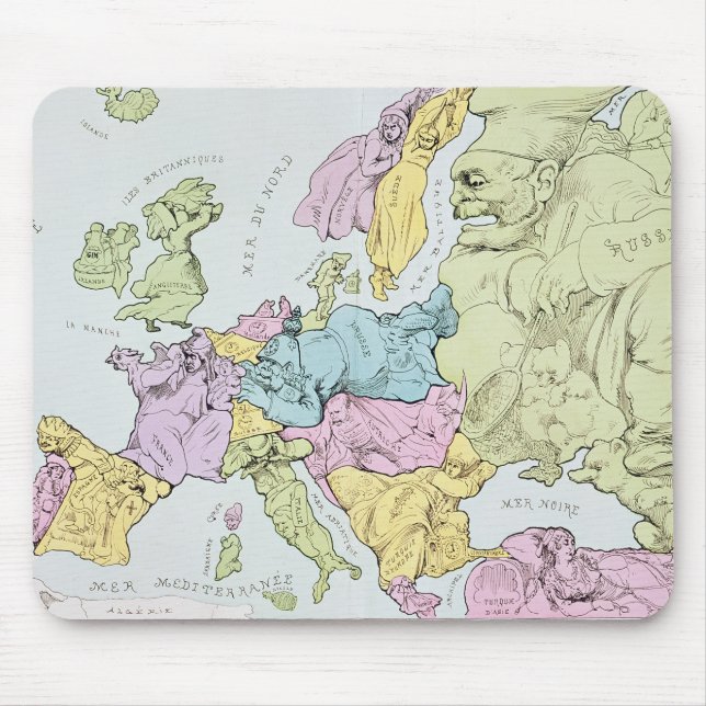 Satirical Map of Europe | 1871 Mouse Mat (Front)