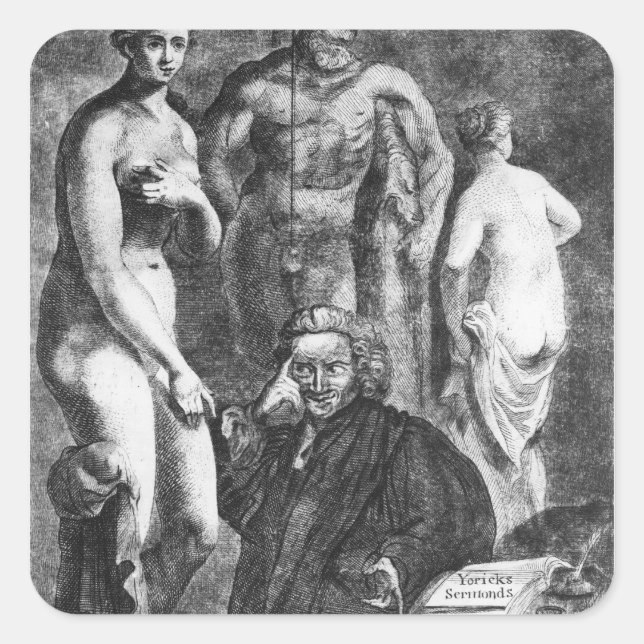 Satirical portrait of Laurence Sterne, c.1761 Square Sticker (Front)