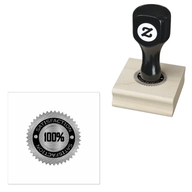 SATISFACTION Logo Vibrant Impressions Fuchsia Ink Rubber Stamp (Stamped)