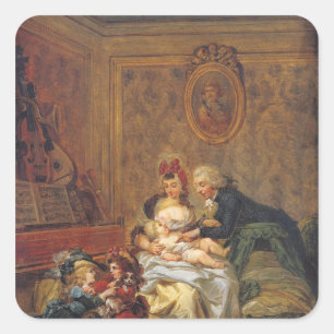 Satisfaction of Marriage or, The Happy Family Square Sticker