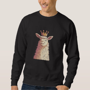 Satisfied looking Llama with Crown for Kingdom and Sweatshirt