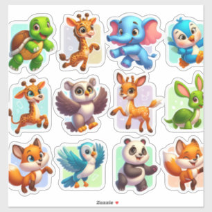 Satisfying set of cartoon animal stickers