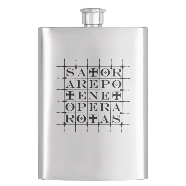SATOR Square [BLACK] Hip Flask (Front)