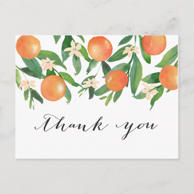 Satsuma Charcoal Bridal or Baby Shower Thank You Postcard (Front)