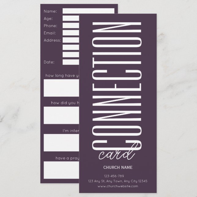 Saturated Grape Church Connection Card (Front/Back)