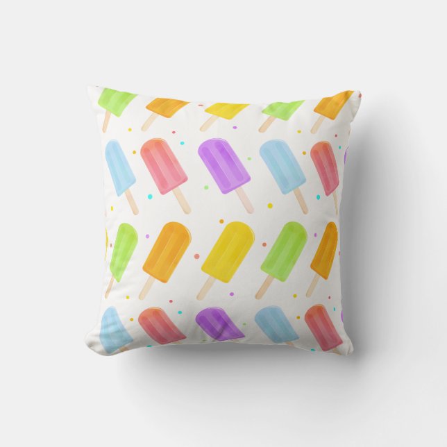 Saturated Summer Watercolour Popsicle Pattern Cushion (Front)