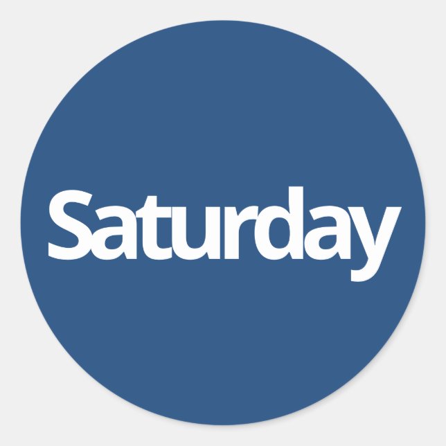 Saturday day planning supplies simple navy white classic round sticker (Front)