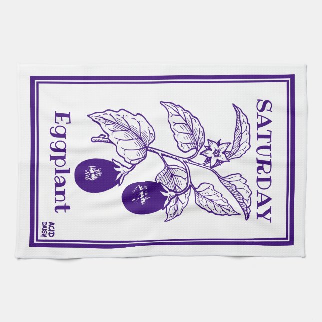 Saturday Eggplant - Kitchen Towel (Horizontal)